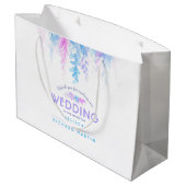 Bigende blauwe roze bloemen dank je grote cadeauta groot cadeauzakje (Achterkant Gekanteld)