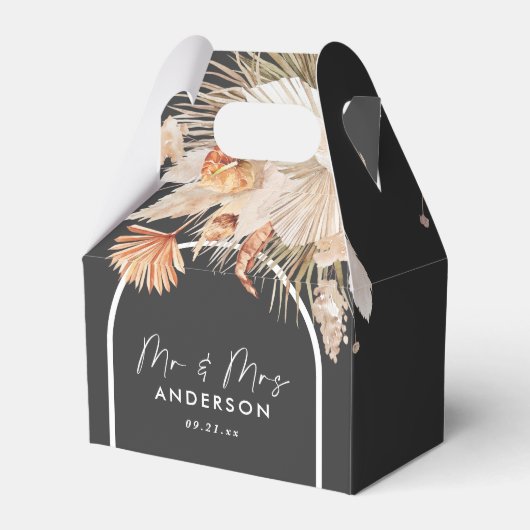 Bigende elegante natuurlijke botanische pamapgras  bedankdoosjes (Achterkant)