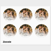 Bigende foto kalligrafiescript Foto Hartelijk dank Ronde Sticker (Vel)