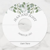 Bigende groene olievlek Botanische Leaves Marker Wijnglaslabel (Voorkant)