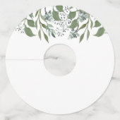 Bigende groene olievlek Botanische Leaves Marker Wijnglaslabel (Achterkant)