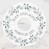 Bigende groene olievlek Botanische Leaves Marker Wijnglaslabel (Voorkant)