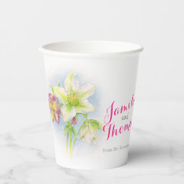 Bigende hellebores groene roze waterverf papieren bekers