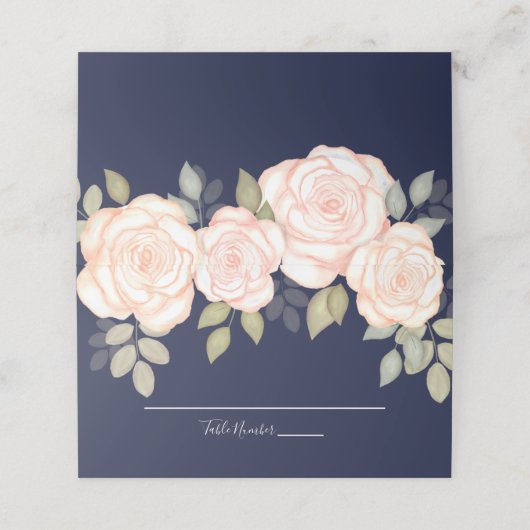 Bigende marineblauw Elegant Waterverf Plaatskaartje (Buitenkant ongevouwen)