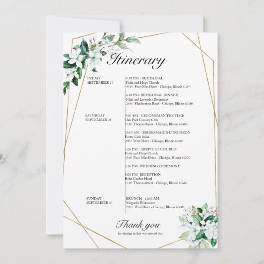 Bigende rondweg Geometric Floral Greenery Kaart (Achterkant)