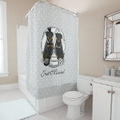 Bigende rottweilers Bride en Groom Dogs Cute Douchegordijn (In situ)