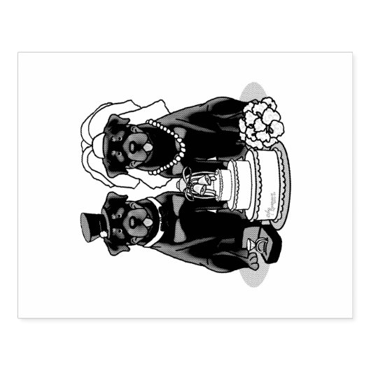 Bigende rottweilers Bride en Groom Dogs Cute Rubberstempel (Afrduk)