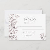 Bigende stoffige roos witte botanische RSVP Kaartje (Voorkant)