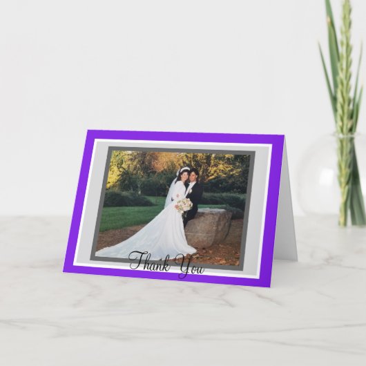 Bigende Violet Monogram Foto Dank je kaarten (Voorkant)