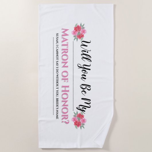 Bigende waterverf roos "ZULLEN JULLIE ZIJN" Strandlaken (Voorkant)