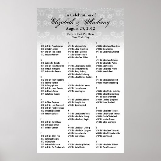 Bigende zitplaats Poster White Floral 36x60 (Voorkant)