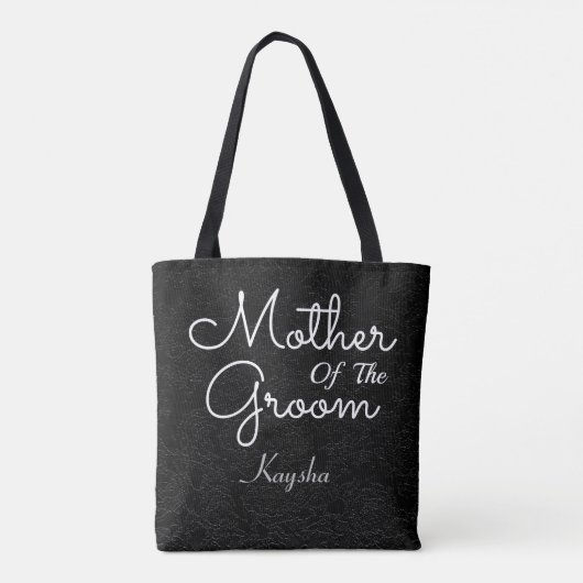 Bigende zwarte en witte moeder van de bruid tote bag (Achterkant)