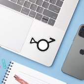 Bigender Derde Geslacht Geslachts Symbool Sticker (Laptop met iPhone)