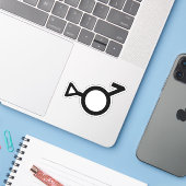 Bigender Derde Geslacht Geslachts Symbool Sticker (Laptop met iPhone)