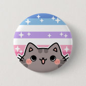Bigender LGBT Pride Flag Cat Button (Voorkant)