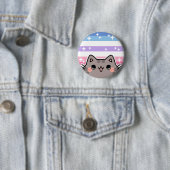 Bigender LGBT Pride Flag Cat Button (In situ)