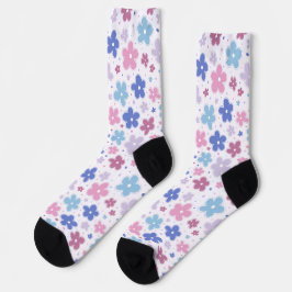 Bigender Pride Bloemen Doodle Roze Blauwe Lavendel Sokken