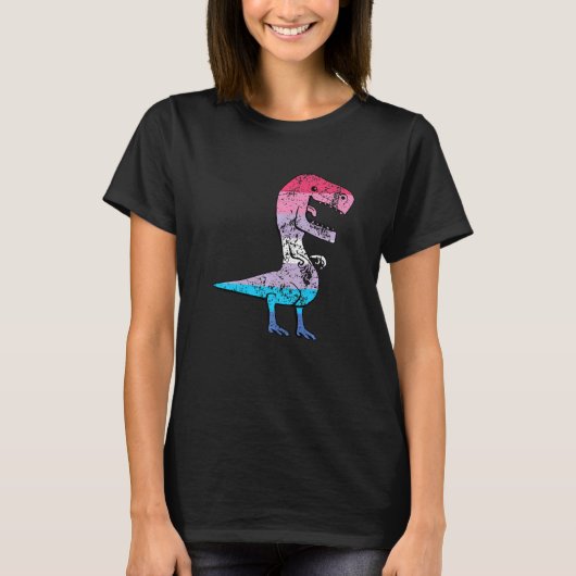 Bigender Pride Flag Bigender Dinosaur T-shirt (Voorkant)