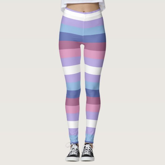 Bigender Pride, Striped Print, LGBTQ Pride Leggings (Voorkant)