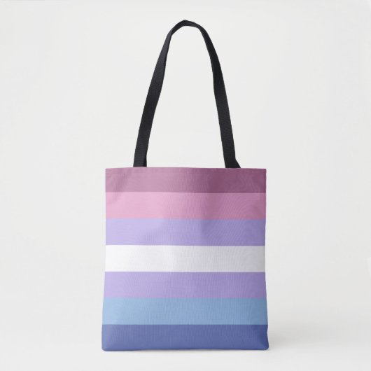 Bigender Pride, Striped Print, LGBTQ Pride Tote Bag (Voorkant)