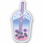 Bigender Pride Vlag Boba Sticker (Voorkant)