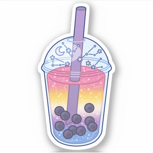 Bigender Pride Vlag Boba Sticker (Voorkant)