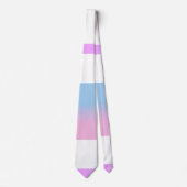 Bigender Roze Blauw Wit Gestreept LGBT Stropdas (Voorkant)