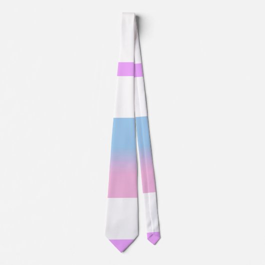 Bigender Roze Blauw Wit Gestreept LGBT Stropdas (Voorkant)