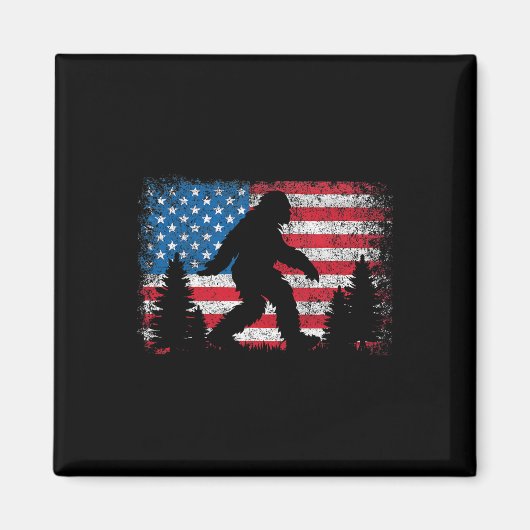 Bigfoot 4 juli Amerikaanse Vlag Patriottische Ki Magneet (Voorkant)