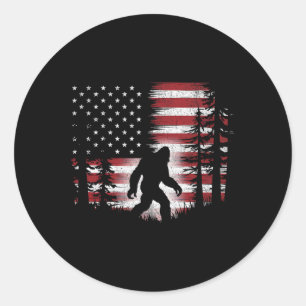 Bigfoot 4 juli Amerikaanse Vlag Patriottische Ki Ronde Sticker