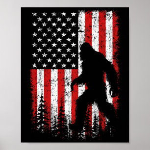 Bigfoot 4 juli Amerikaanse vlag patriottische rode Poster