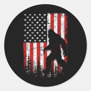 Bigfoot 4 juli Amerikaanse vlag Patriottische Rode Ronde Sticker