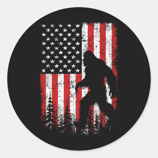 Bigfoot 4 juli Amerikaanse vlag patriottische rode Ronde Sticker (Voorkant)