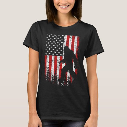 Bigfoot 4 juli Amerikaanse vlag patriottische rode T-shirt (Voorkant)