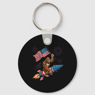 Bigfoot 4 juli Patriotische Sasquatch Vuurwerk  Sleutelhanger