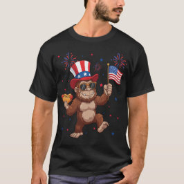 Bigfoot 4 juli patriottische raket en vuurwerk t-shirt