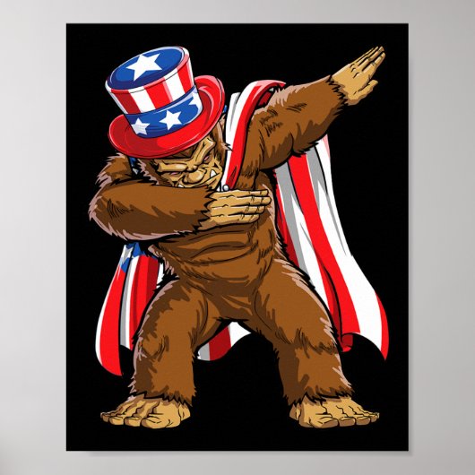 Bigfoot 4 juli Sasquatch Amerikaanse vlag Poster (Voorkant)