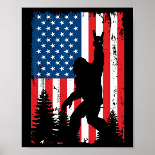 Bigfoot 4 juli vintage Amerikaanse Usa vlag Sasq Poster