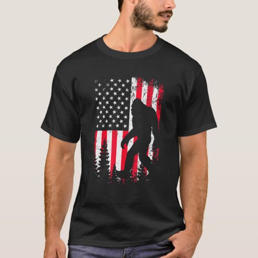 Bigfoot 4e juli Amerikaanse vlag T-shirt (Voorkant)