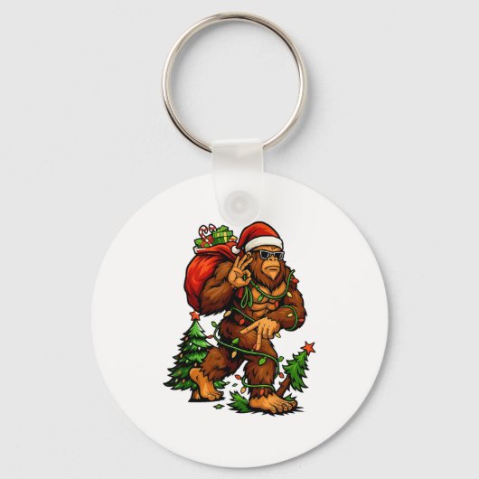 Bigfoot 67 Christmas Tree Lights Xmas Men Sasquatc Sleutelhanger (Voorkant)