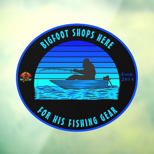 Bigfoot aanpassen Vist Tackle Shop Logo Front Raamsticker (Vel 3)