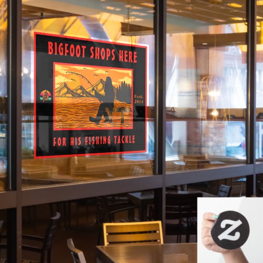 Bigfoot aanpassen Vist Tackle Shop Logo Raamsticker (Restaurant Raam)