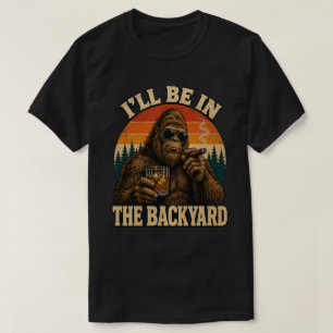 Bigfoot Achtertuin Whiskey & Sigaar Retro Zonsonde T-shirt