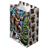 Bigfoot aka Sasquatch Thema Kerstmis Medium Cadeauzakje (Voorkant Gekanteld)
