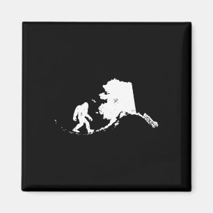 Bigfoot Alaska State Kaart Sasquatch Mannen Vrouwe Magneet