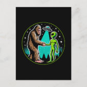Bigfoot Alien Alliance - Grappige Scifi Cryptid Briefkaart (Voorkant)