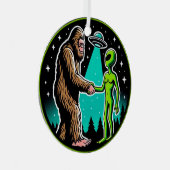 Bigfoot Alien Alliance - Grappige Scifi Cryptid Metalen Ornament (Voorkant Rechts)