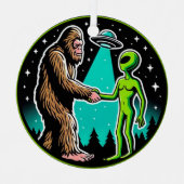 Bigfoot Alien Alliance - Grappige Scifi Cryptid Metalen Ornament (Voorkant)