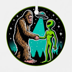 Bigfoot Alien Alliance - Grappige Scifi Cryptid Metalen Ornament