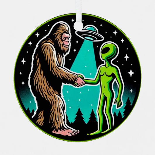 Bigfoot Alien Alliance - Grappige Scifi Cryptid Metalen Ornament (Voorkant)